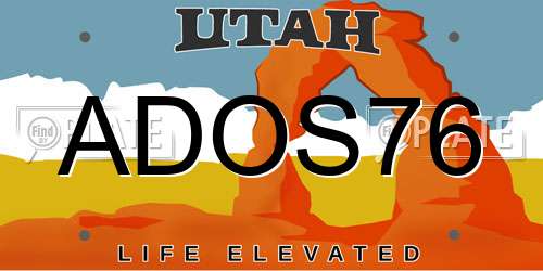 ADOS76 Utah License Plate