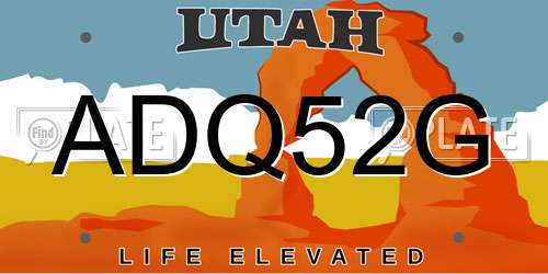 ADQ52G Utah License Plate