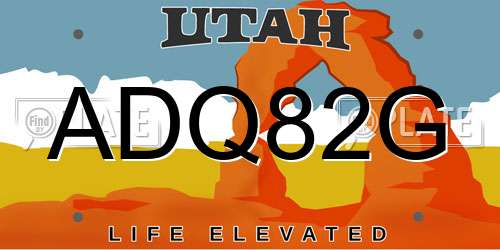 ADQ82G Utah License Plate