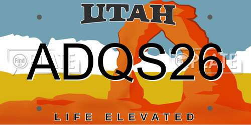 ADQS26 Utah License Plate