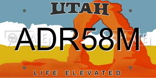 ADR58M Utah License Plate