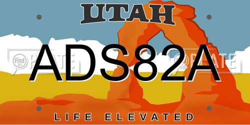 ADS82A Utah License Plate