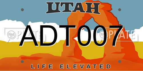 ADT007 Utah License Plate