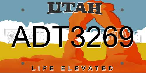 ADT3269 Utah License Plate