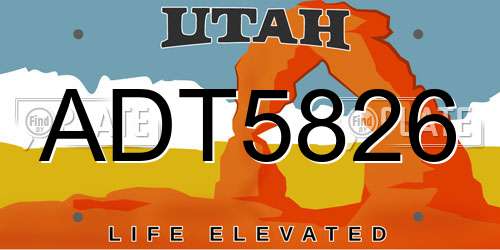 ADT5826 Utah License Plate