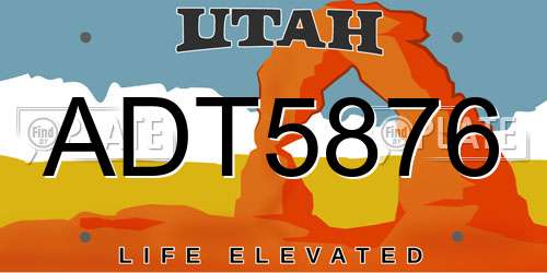 ADT5876 Utah License Plate