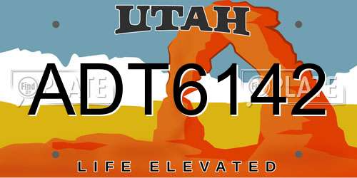ADT6142 Utah License Plate