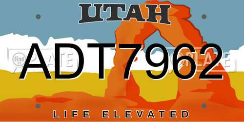ADT7962 Utah License Plate