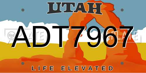 ADT7967 Utah License Plate