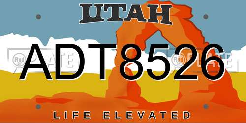 ADT8526 Utah License Plate