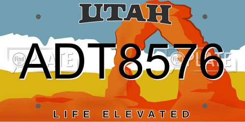 ADT8576 Utah License Plate