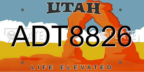 ADT8826 Utah License Plate