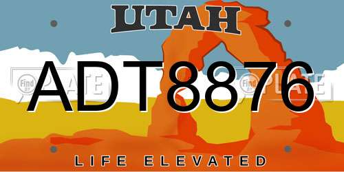 ADT8876 Utah License Plate
