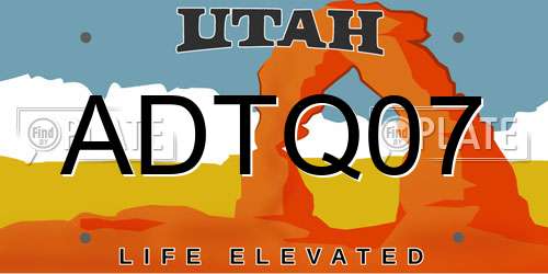 ADTQ07 Utah License Plate