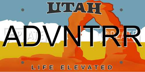 ADVNTRR Utah License Plate
