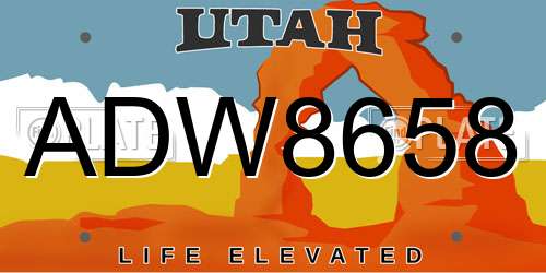 ADW8658 Utah License Plate