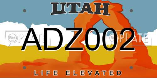 ADZ002 Utah License Plate
