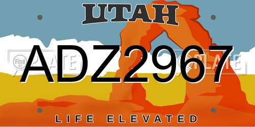 ADZ2967 Utah License Plate
