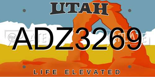 ADZ3269 Utah License Plate