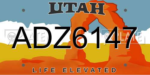 ADZ6147 Utah License Plate