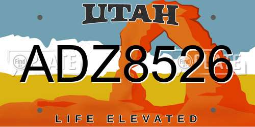 ADZ8526 Utah License Plate