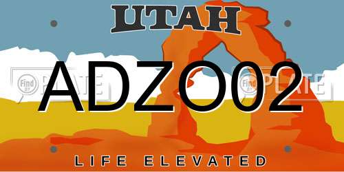 ADZO02 Utah License Plate