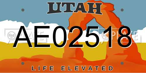 AE02518 Utah License Plate