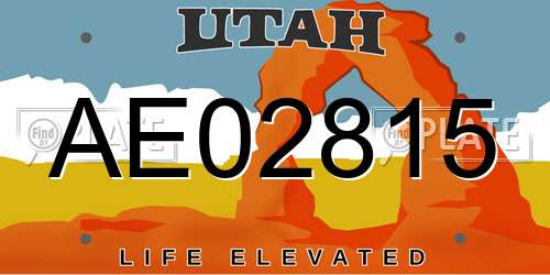 AE02815 Utah License Plate