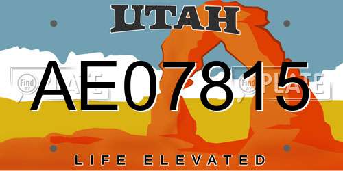 AE07815 Utah License Plate