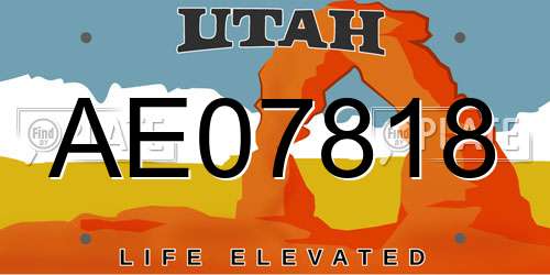 AE07818 Utah License Plate