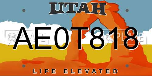 AE0T818 Utah License Plate
