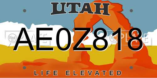 AE0Z818 Utah License Plate
