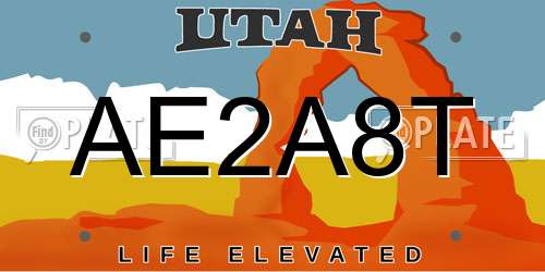 AE2A8T Utah License Plate