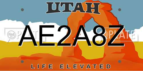 AE2A8Z Utah License Plate