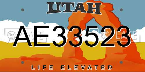 AE33523 Utah License Plate