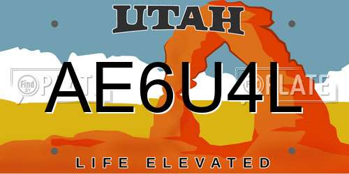 AE6U4L Utah License Plate