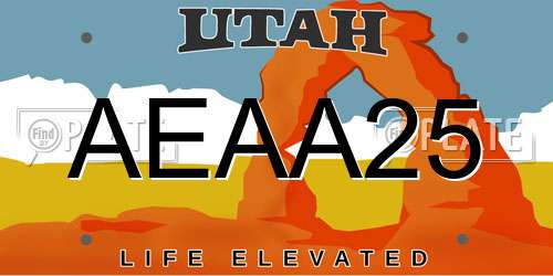 AEAA25 Utah License Plate