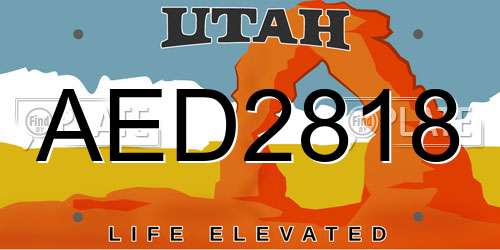 AED2818 Utah License Plate