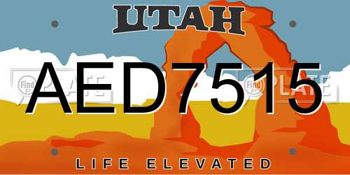 AED7515 Utah License Plate