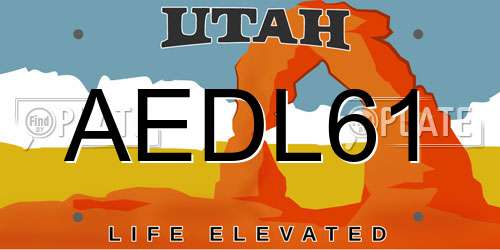 AEDL61 Utah License Plate