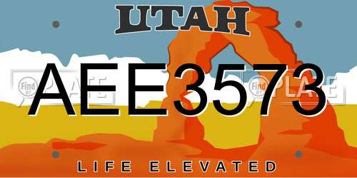 AEE3573 Utah License Plate