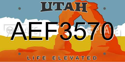 AEF3570 Utah License Plate