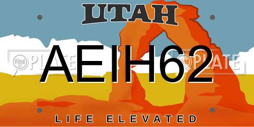 AEIH62 Utah License Plate