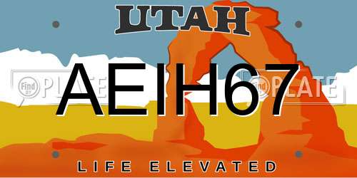 AEIH67 Utah License Plate