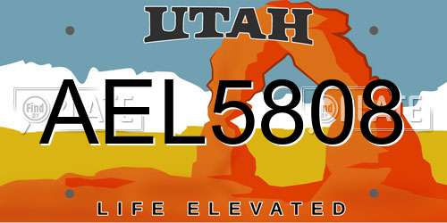 AEL5808 Utah License Plate