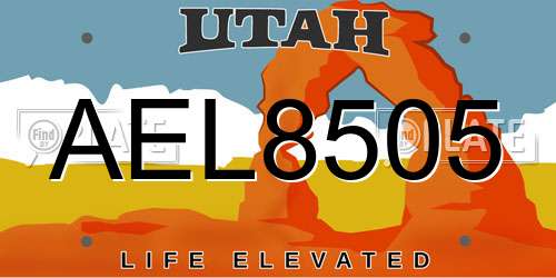 AEL8505 Utah License Plate