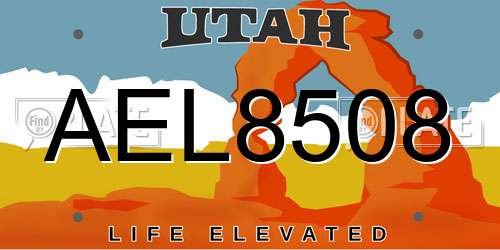 AEL8508 Utah License Plate
