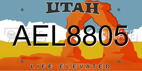 AEL8805 Utah License Plate