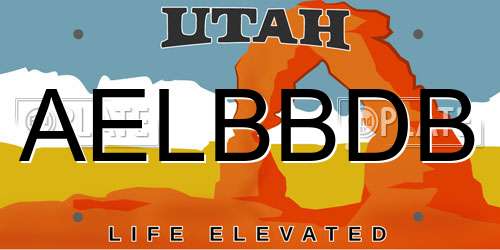 AELBBDB Utah License Plate