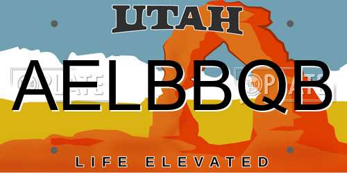 AELBBQB Utah License Plate